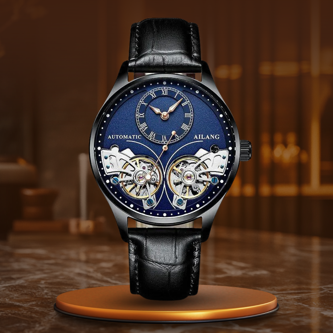 Mechanische Uhr mit doppeltem Tourbillon und Leuchtanzeige
