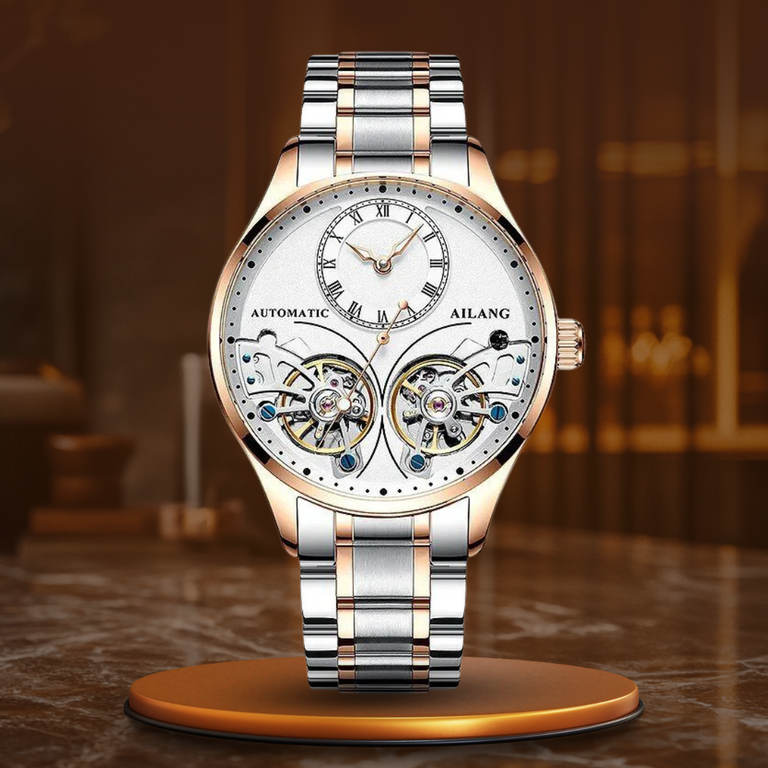 Mechanische Uhr mit doppeltem Tourbillon und Leuchtanzeige