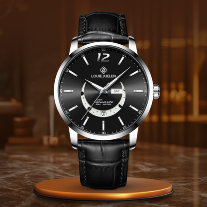 Elegante Mondphasenuhr mit leuchtendem Kalender für die Woche