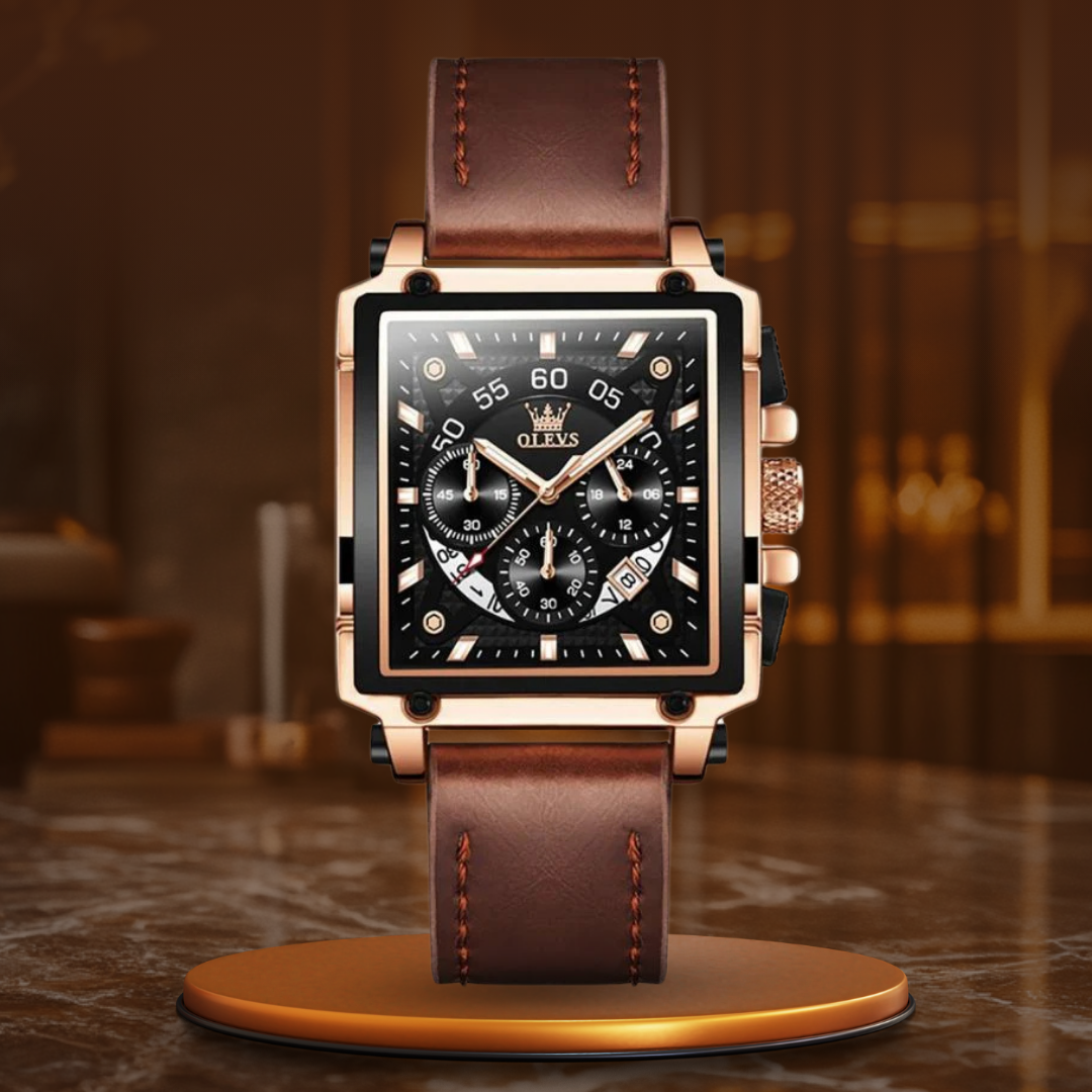Modische Chronographenuhr mit quadratischem Zifferblatt