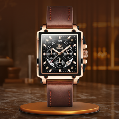 Modische Chronographenuhr mit quadratischem Zifferblatt
