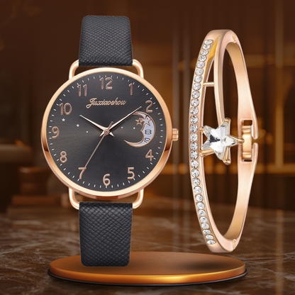 Set aus Mondphasenuhr und Armbändern