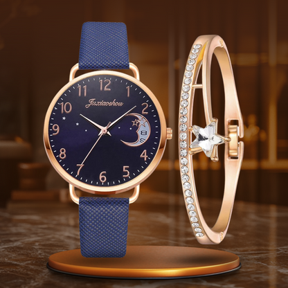 Set aus Mondphasenuhr und Armbändern