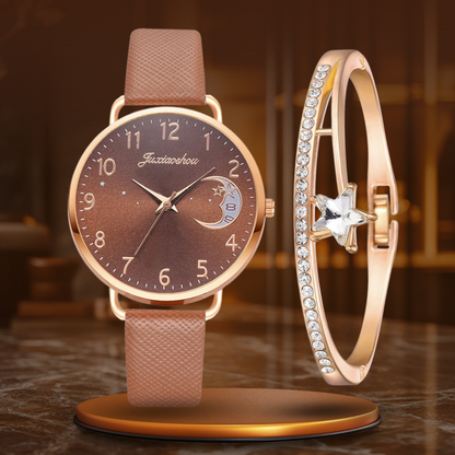 Set aus Mondphasenuhr und Armbändern