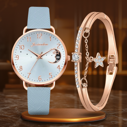 Set aus Mondphasenuhr und Armbändern