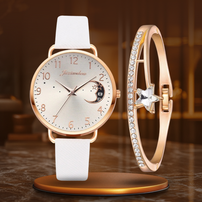 Set aus Mondphasenuhr und Armbändern